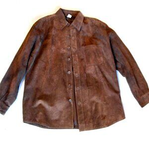 Leather Shirt Jacket Shacket Sz Medium New NOS Vintage